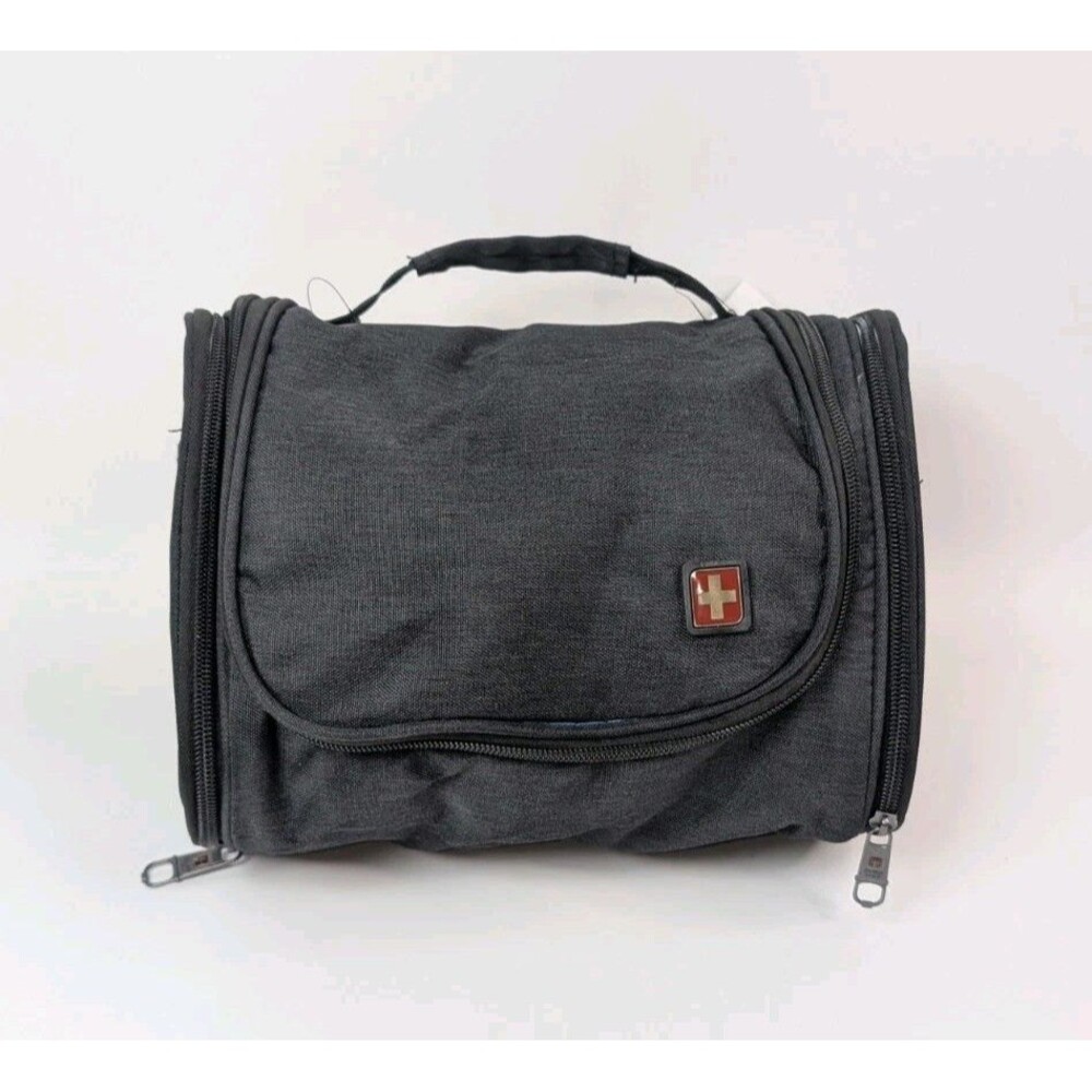SwissTech Travel Toiletry Kit Hanging Organizer Bag Black Multi Compartment Case